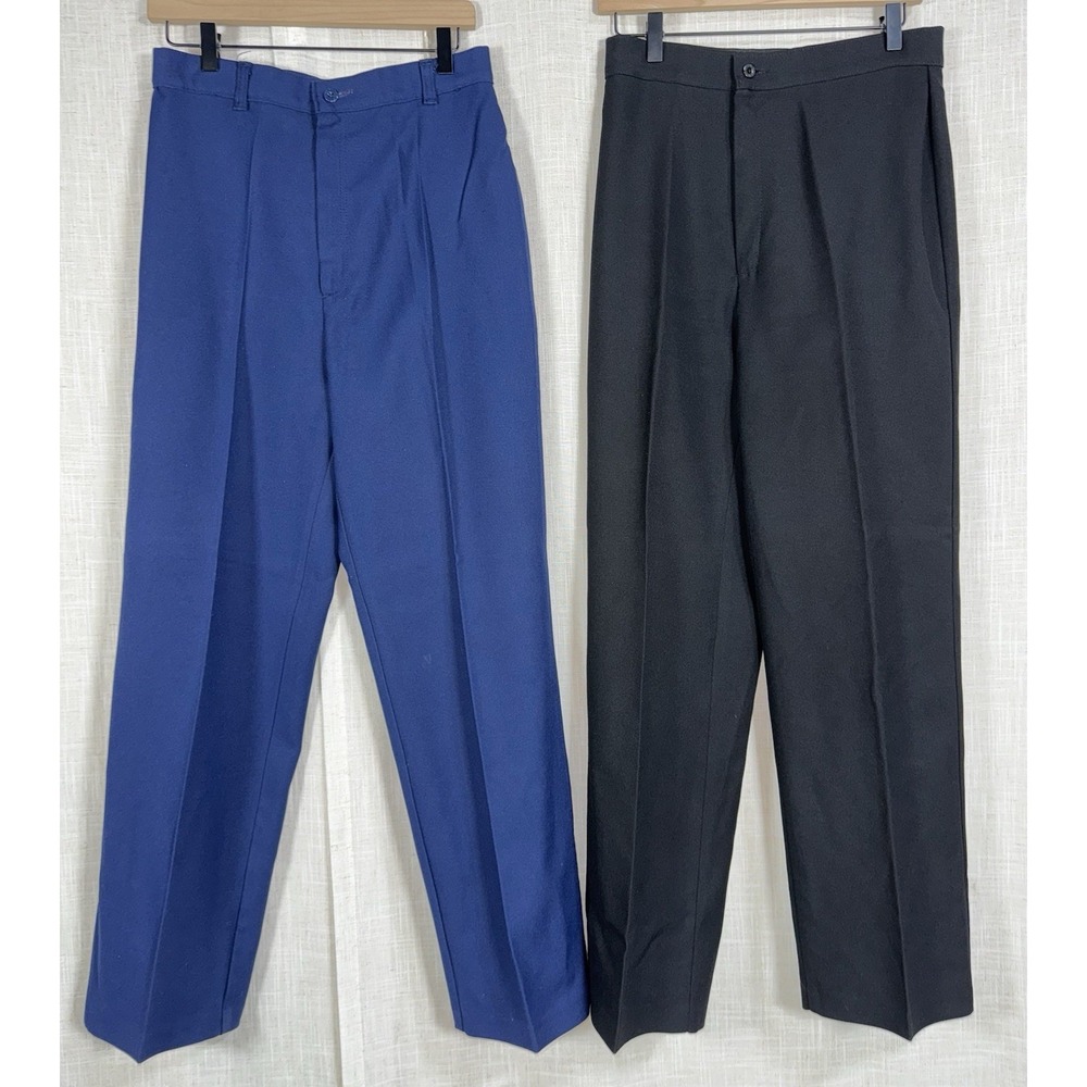 Vintage 70s Levi's Pants Women's 16 Black Navy LOT High Rise Wide Leg Slacks‎